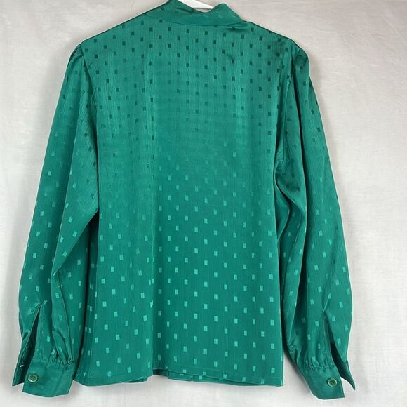 Vintage Green Lightweight Long Sleeve Button Up Koret Blouse - Picture 5 of 6
